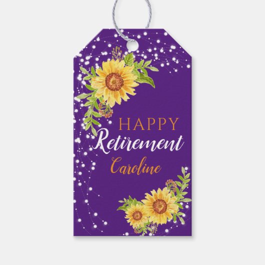 ハッピーリタイアメントフローラひまわり紫 ギフトタグ (正面)