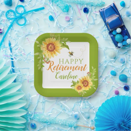 ハッピーリタイアメントフローラひまわり ペーパープレート (パーティー)