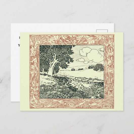 ハッピーリタイアメントヴィンテージアウトドア魚釣りテンプレート 案内ポストカード (正面/裏面)