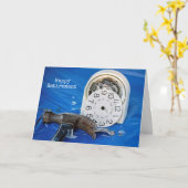 ハッピーリタイアメント壊れた目覚まし時計 カード (黄色い花)