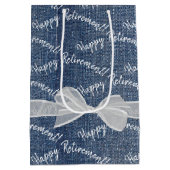 ハッピーリタイアメント文字オンデニム ミディアムペーパーバッグ (裏面)