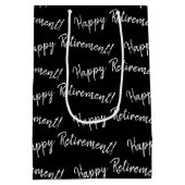 ハッピーリタイアメント文字オンブラック ミディアムペーパーバッグ (裏面)