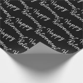 ハッピーリタイアメント文字オンブラック ラッピングペーパー (角)