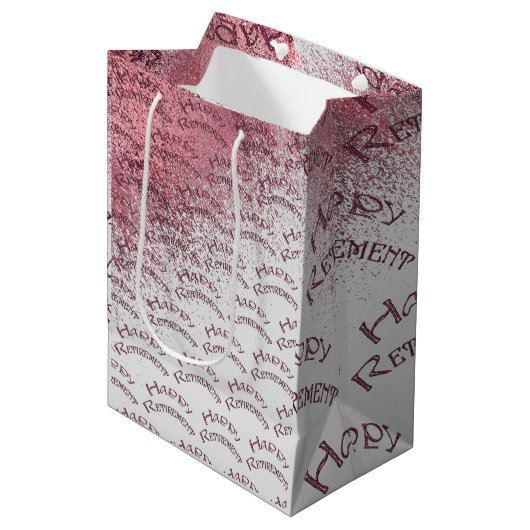 ハッピーリタイアメント金ゴールドピンクグリッター ミディアムペーパーバッグ (正面アングル)