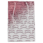 ハッピーリタイアメント金ゴールドピンクグリッター ミディアムペーパーバッグ (正面)