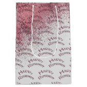 ハッピーリタイアメント金ゴールドピンクグリッター ミディアムペーパーバッグ (裏面)