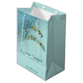 ハッピーリタイアメント金ゴールドブルーグリッター ミディアムペーパーバッグ (正面アングル)