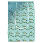 ハッピーリタイアメント金ゴールドブルーグリッター ミディアムペーパーバッグ (裏面)