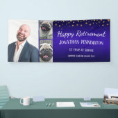 ハッピーリタイアメント金ゴールド紙吹雪フォトコラージュ 横断幕 (トレードショー)