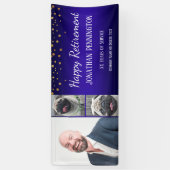 ハッピーリタイアメント金ゴールド紙吹雪フォトコラージュ 横断幕 (縦)