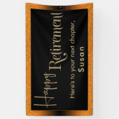 ハッピーリタイアメント金ゴールド紙吹雪、ブライトオレンジ 横断幕 (縦)