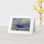 ハッピーリタイアメント魚釣りボート水彩効果 カード (黄色い花)