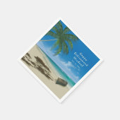 「ハッピーリタイアメント」トロピカルビーチカスタム紙 スタンダードカクテルナプキン (角)