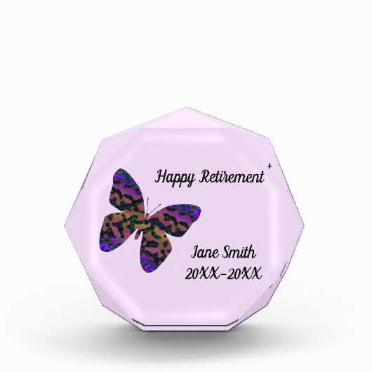 ハッピーリタイアモダンメント明るい蝶の従業員 フォトブロック (正面)