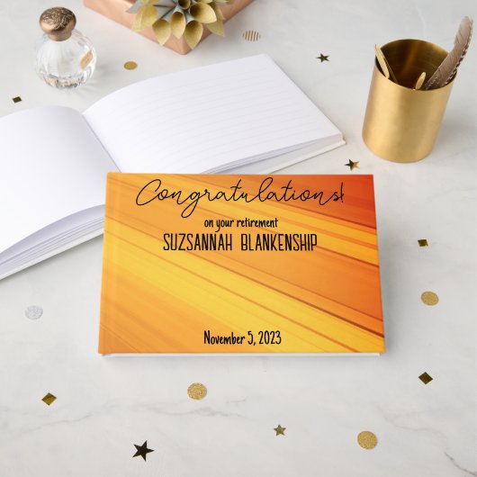 ハッピーリタイアランティアダイアゴナル金ゴールドストリークスカスタム ゲストブック (正面見開き)