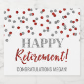 ハッピーリタイアレッドシルバー紙吹雪 スパークリングワインラベル (シングルラベル)