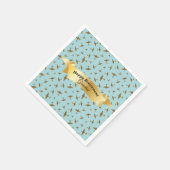 ハッピーリタイアースピットファイアフラワーフラワーズライトブルー スタンダードカクテルナプキン (角)