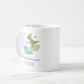 ハッピーリタイア魚釣りかわいい恐竜の漫画 コーヒーマグカップ (正面左)