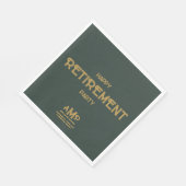 ハッピーリタイア3文字金ゴールドモノグラムオングリーン スタンダードランチョンナプキン (角)