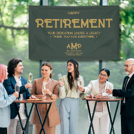 ハッピーリタイア3文字金ゴールドモノグラムオングリーン 横断幕