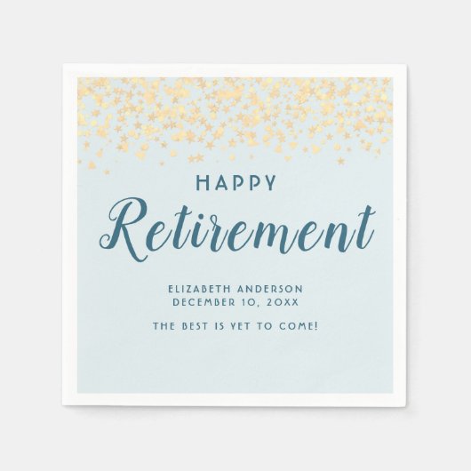 「ハッピーリタイア」パーソナライズされた文字 スタンダードカクテルナプキン (正面)