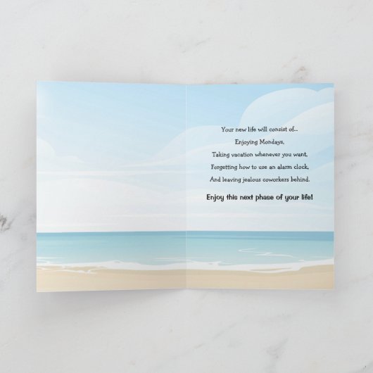 ハッピーリタイア！休暇テーマグリーティングカード カード (内部)