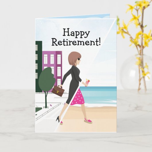 ハッピーリタイア！休暇テーマグリーティングカード カード (黄色い花)