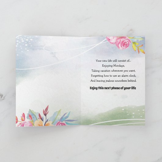 ハッピーリタイア!同僚のグリーティングカード カード (内部)