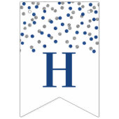ハッピーリタイオナーバナーブルーシルバー紙吹雪 バンティングフラッグ (第1の旗)