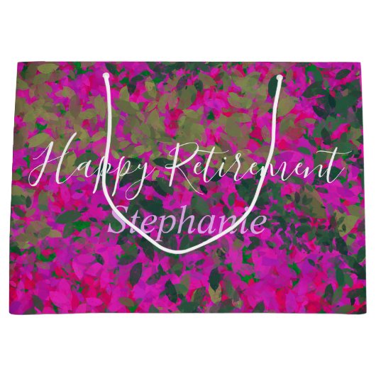 ハッピーリタイオピンクフローラガーデンハ色彩の鮮やかンド ラージペーパーバッグ (正面)