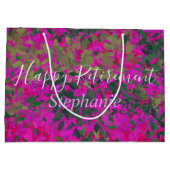 ハッピーリタイオピンクフローラガーデンハ色彩の鮮やかンド ラージペーパーバッグ (裏面)