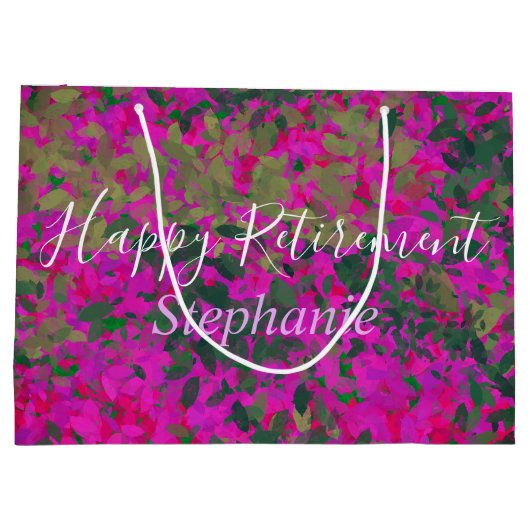 ハッピーリタイオピンクフローラガーデンハ色彩の鮮やかンド ラージペーパーバッグ (裏面)