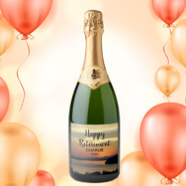 ハッピーリタイオレンジサンセットと名前 スパークリングワインラベル