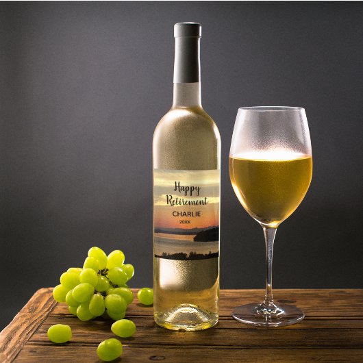 ハッピーリタイオレンジサンセットと名前 ワインラベル