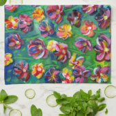 ハッピーリッカラフルトルフラワーズオリジナルのアートワーク キッチンタオル (折り畳み)