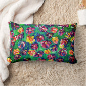 ハッピーリッカラフルトルフラワーズオリジナルのアートワーク ランバークッション (ブランケット)