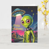 ハッピーリトルエイリアンハロウィーン カード (黄色い花)