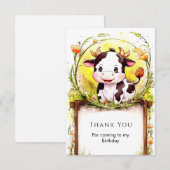 ハッピーリトルカウの誕生日 サンキューカード (正面/裏面)