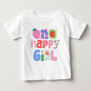 ハッピーリトルガール 1歳のバースデーTシャツ ベビーTシャツ