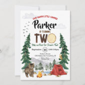 ハッピーリトルキャンパーは2歳の誕生日招待状 招待状 (正面)