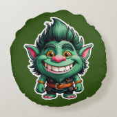 ハッピーリトルトロールチビ(小さくかわいく書いた感じ)イラストレーション ラウンドクッション (裏面)