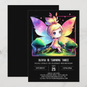 ハッピーリトルフェアリー誕生日 招待状 (正面/裏面)