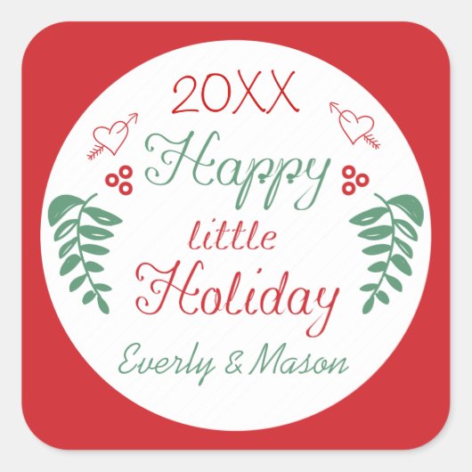 ハッピーリトルホリデークリスマス スクエアシール (正面)