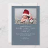 ハッピーリトルホリデー石板ブルー数々のフォト誕生 案内状 (裏面)