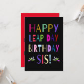 ハッピーリープデイ誕生日シス! |うるう日誕生日 カード (正面/裏面インサイチュ)