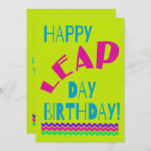 ハッピーリープデイ誕生日! |明るい緑 シーズンカード (正面/裏面)