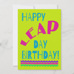 ハッピーリープデイ誕生日! 明るい緑 シーズンカード