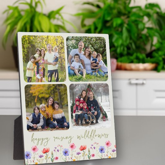 ハッピーレイジングワイルドフラワー4フォトコラージンググリーン フォトプラーク