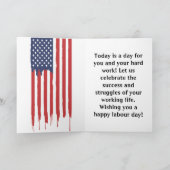 ハッピーレイバーデイアメリカ国旗の落書き カード (内部)