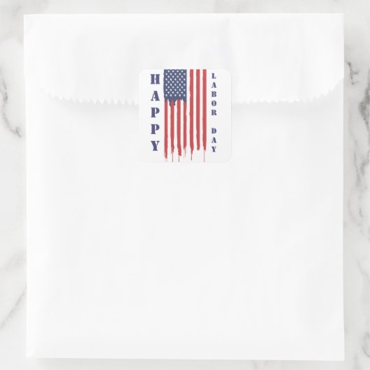 ハッピーレイバーデイアメリカ国旗の落書き スクエアシール (バッグ)